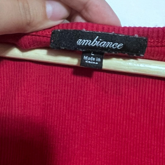 Ambiance Red Buttoned Tie Front Blouse - Picture 2 of 5